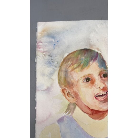 Watercolor Portrait Of Young Girl On Heavy Paper light colors 15x11" READ - Picture 3 of 6